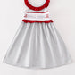 Maroon ROLL TIDE embroidery stripe dress