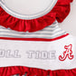 Maroon ROLL TIDE embroidery stripe dress