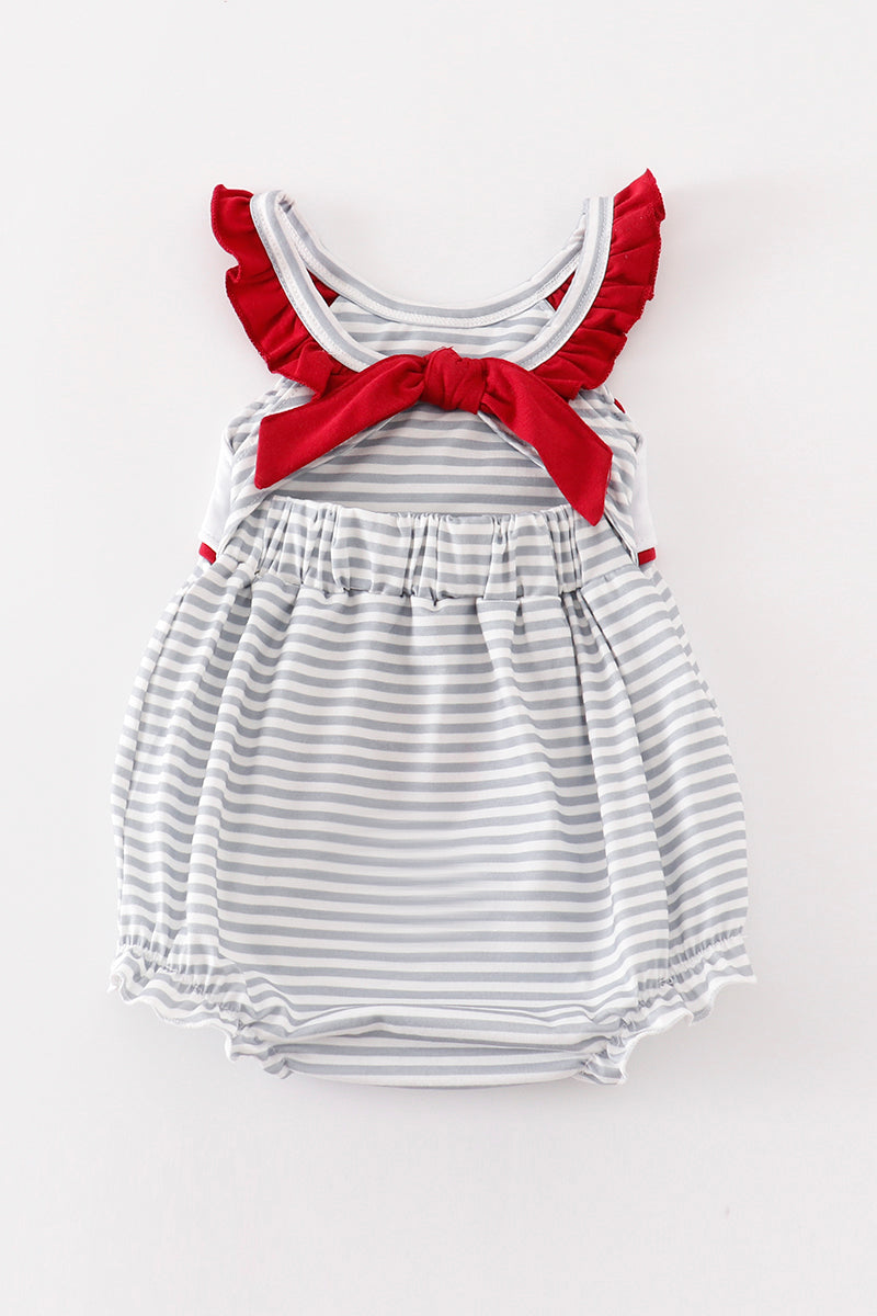 Maroon ROLL TIDE embroidery stripe girl bubble