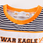 Navy WAR EAGLE embroidery stripe boy set