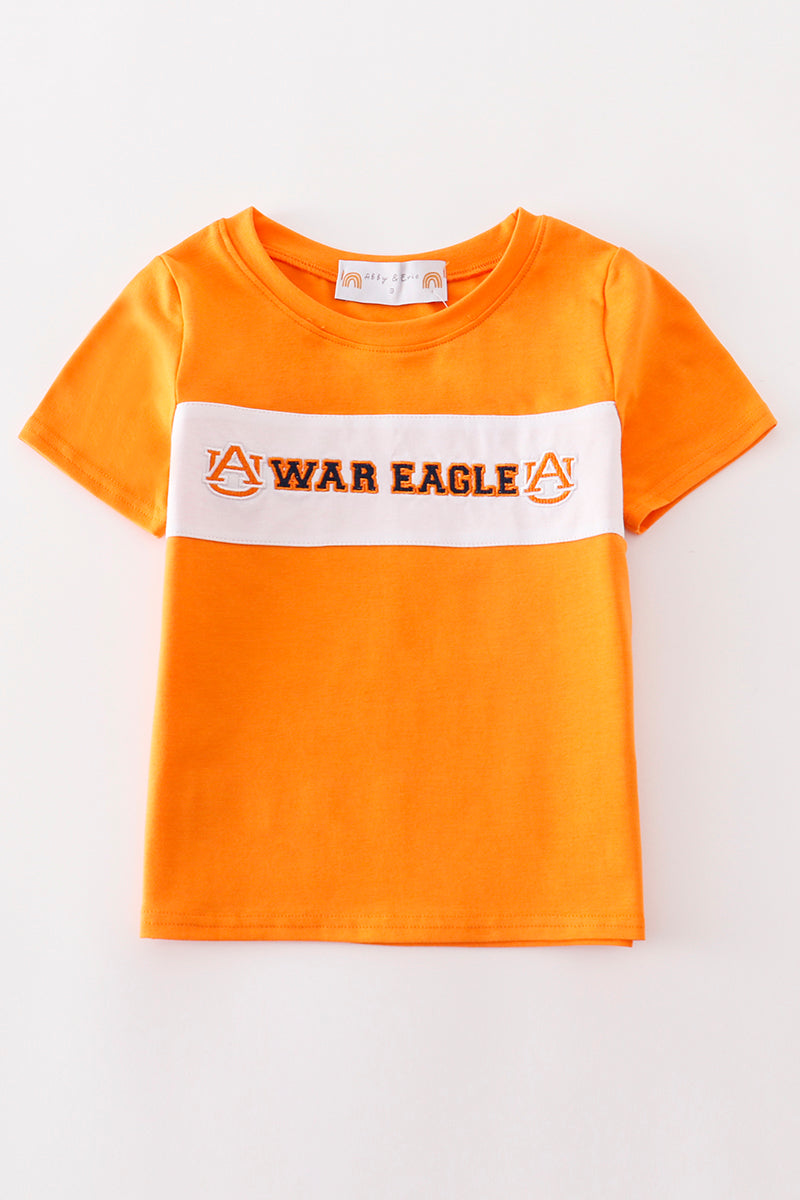 Orange WAR EAGLE embroidery boy top