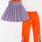 Purple stripe GO TIGERS embroidery girl set