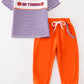 Purple stripe GO TIGERS embroidery boy set