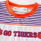 Purple stripe GO TIGERS embroidery boy set