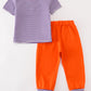 Purple stripe GO TIGERS embroidery boy set