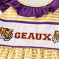 Purple gold stripe GEAUX embroidery girl set