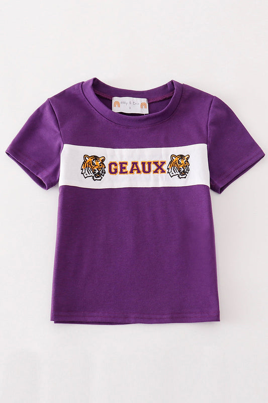 Purple GEAUX embroidery boy top