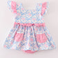 Pink bow print ruffle bubble