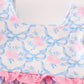 Pink bow print ruffle bubble