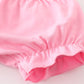 Pink bow print ruffle baby bloomers set