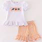 Orange halloween embroidery plaid girl set