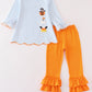 Halloween pumpkin ghost stripe applique girl set