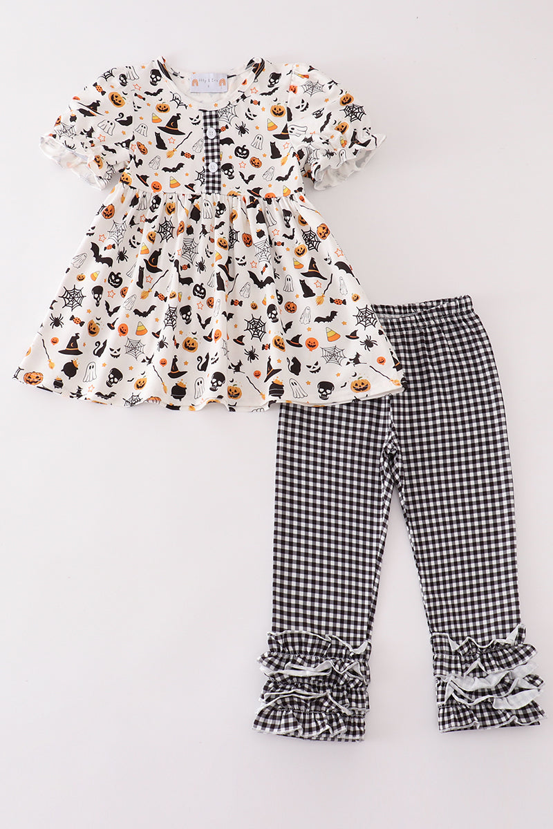 Halloween plaid girl ruffle set