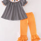 Halloween embroidery plaid girl set