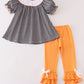 Halloween embroidery plaid girl set