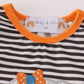 Halloween pumpkin puppy stripe applique girl romper