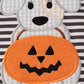 Halloween pumpkin puppy stripe applique girl romper