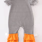 Halloween pumpkin puppy stripe applique girl romper