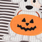 Halloween pumpkin puppy stripe applique boy set