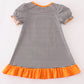 Halloween pumpkin puppy stripe applique dress