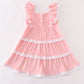 Pink velvet pumpkin embroidery tiered dress