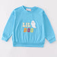 Blue halloween LIL BOO chenille patch boy top