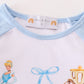 Blue princess bow print girl top