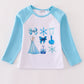 Sky princess bow print girl top