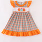 Pumpkin french knot gingham dress