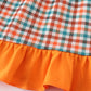 Pumpkin french knot gingham dress