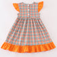 Pumpkin french knot gingham dress