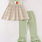 Sage pumpkin french knot girl pants set