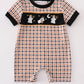 Halloween ghost embroidery plaid boy romper