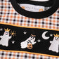 Halloween ghost embroidery plaid boy romper