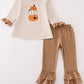 Khaki stripe pumpkin glitter girl pants set