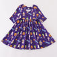 Purple halloween pumpkin twirl dress