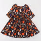 Black halloween pumpkin twirl dress