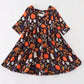 Black halloween pumpkin twirl dress