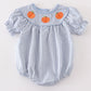 Blue gingham pumpkin embroidery girl bubble