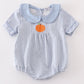 Blue gingham pumpkin embroidery boy bubble