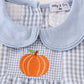 Blue gingham pumpkin embroidery boy bubble