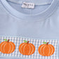 Blue gingham pumpkin embroidery boy set