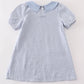 Blue gingham pumpkin embroidery girl dress