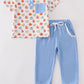 Blue pumpkin boy pants set