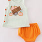 Orange wheelbarrow pumpkin applique baby boy set