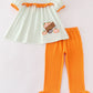 Orange wheelbarrow pumpkin applique girl set