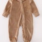 Beige velvet boy romper