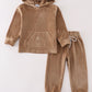 Beige velvet boy hoodie set