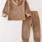 Beige velvet boy hoodie set