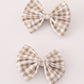 Khaki gingham piggie hair bow